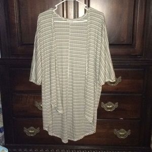 LuLaRoe army green and white kimono